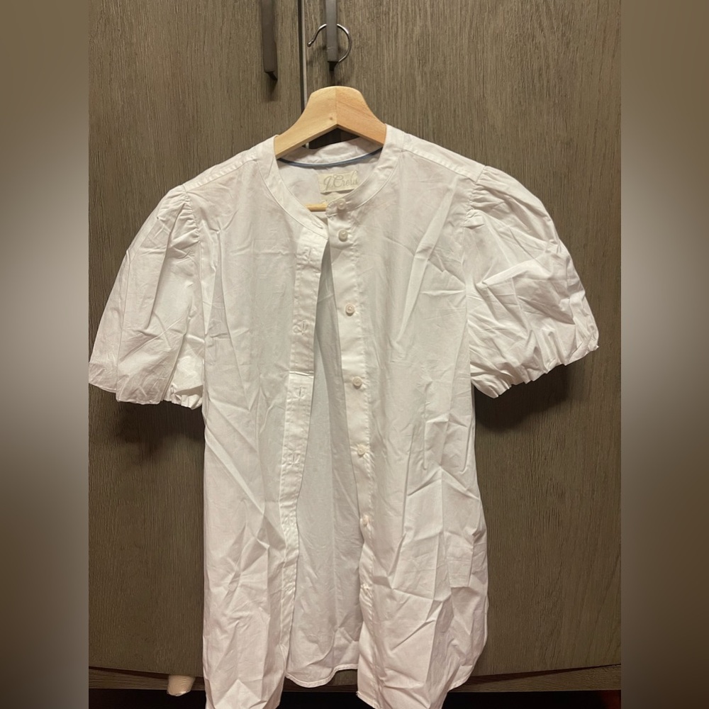 Jcrew white puff sleeve blouse
